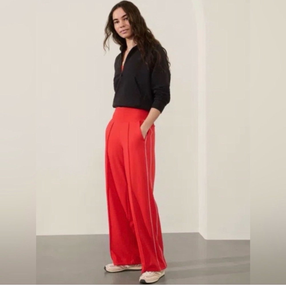 Athleta Red Wide-Leg Track Pants